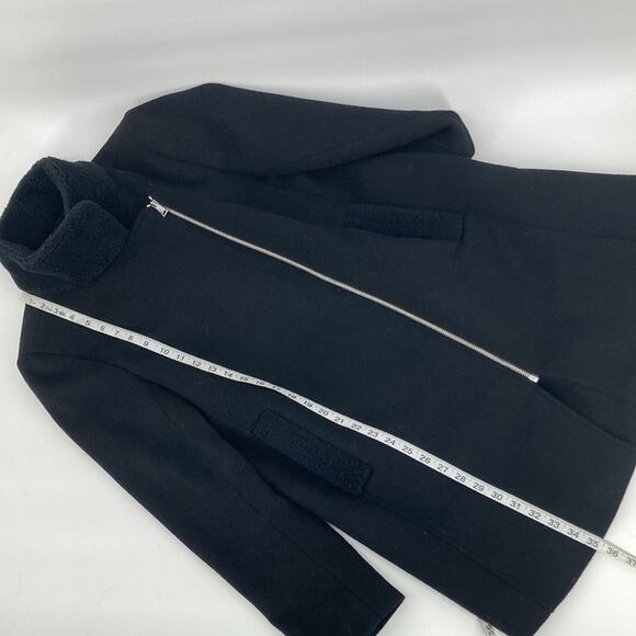 Ann Taylor LOFT Womens Black Wool Moto Zip Front Winter Coat Size Small - Picture 13 of 14